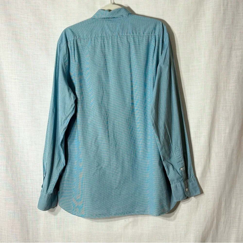 J.Crew Ludlow 120s‎ 2-Ply Teal Micro Gingham Button Down Shirt XL